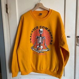 Wicked Clothes Yellow Practice Composure Skeleton Crewneck Sweatshirt XL Retired